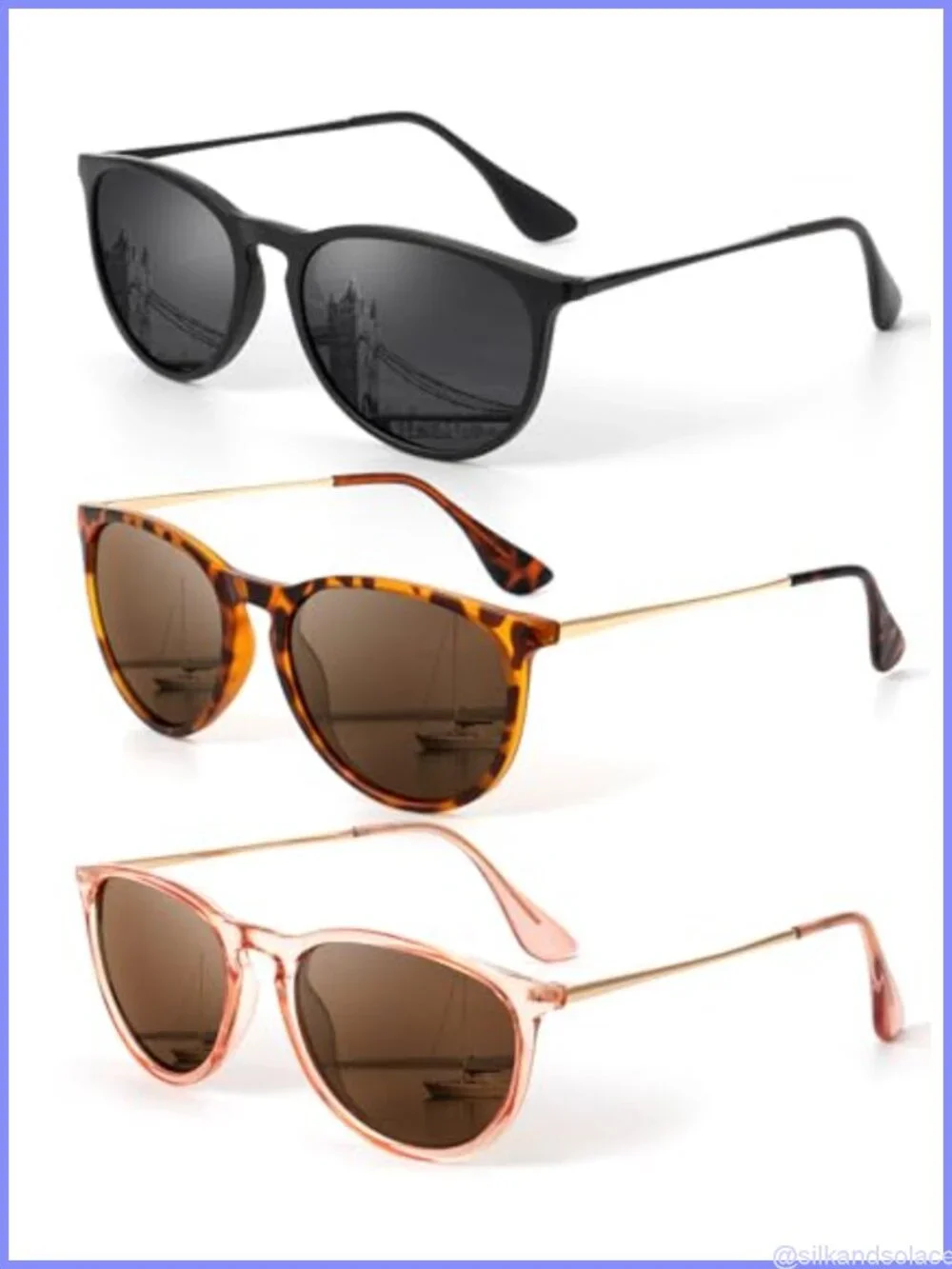 Polarized Round Sunglasses Set UV400 Retro Full Frame
